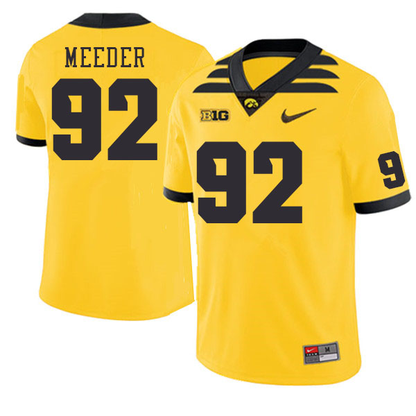 Men #92 Marshall Meeder Iowa Hawkeyes College Football Jerseys Stitched Sale-Gold